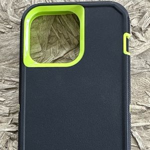Black green defender Apple IPhone 14 Pro Max phone case.
